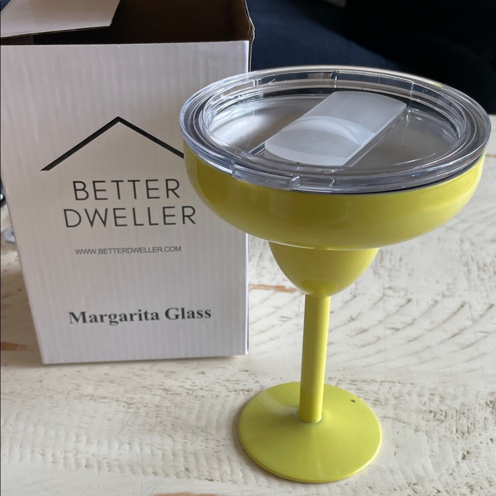 Yellow Insulated Margarita Glass with Lid (New In Box)